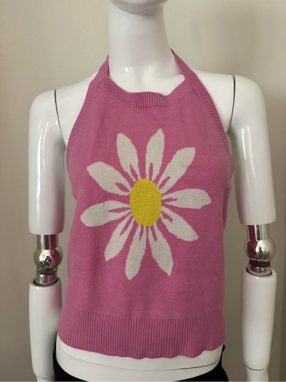 My Michelle Pink Ribbed Knit Sweater Collar